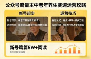 公众号流量主中老年养生赛道，新号篇篇5W+阅读，新手也能这样跑-八爪鱼资源库