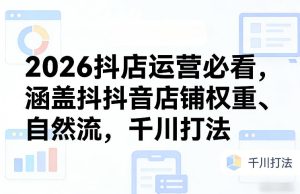 2026抖店运营必看,涵盖抖音店铺权重、自然流,千川打法-八爪鱼资源库