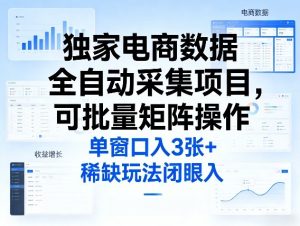 独家电商数据全自动采集项目，可批量矩阵操作，单窗口日入3张+，稀缺玩法闭眼入【揭秘】-八爪鱼资源库