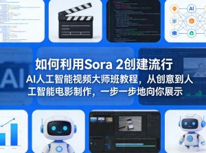 如何利用Sora 2创建流行AI人工智能视频大师班教程，从创意到人工智能电影制作，一步一步地向你展示-八爪鱼资源库