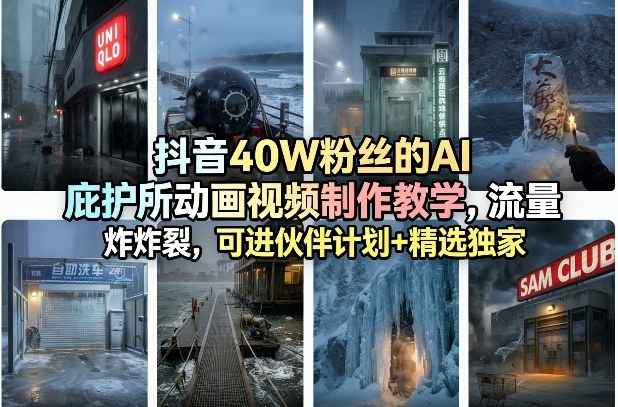 抖音40W粉丝的AI庇护所动画视频制作教学,流量炸裂,可进伙伴计划+精选独家-八爪鱼资源库