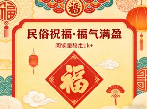公众号流量主之民俗祝福赛道,选题不愁,结构固定,阅读稳定1w+-八爪鱼资源库