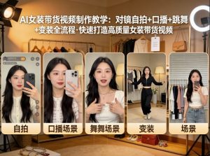 AI女装带货视频制作教学，对镜自拍、口播、跳舞、变装全流程，快速打造高质量女装带货视频-八爪鱼资源库