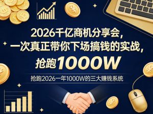 2026千亿商机分享会,一次真正带你下场搞钱的实战,抢跑2026一年1000W的三大賺钱系统-八爪鱼资源库