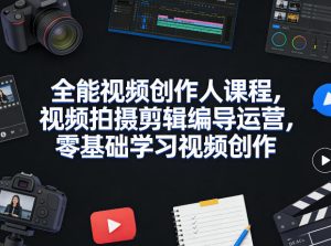 全能视频创作人课程,视频拍摄剪辑编导运营,零基础学习视频创作(更新2026年3月)-八爪鱼资源库