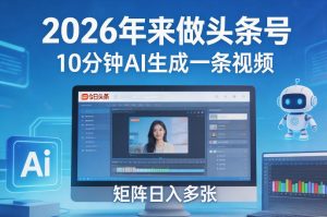 2026年来做头条号,10分钟AI生成一条视频,矩阵日入多张-八爪鱼资源库