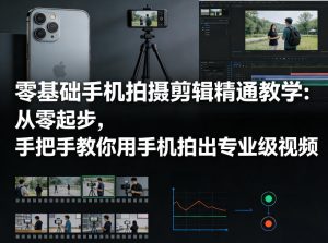 零基础手机拍摄剪辑精通教学:从零起步,手把手教你用手机拍出专业级视频-八爪鱼资源库