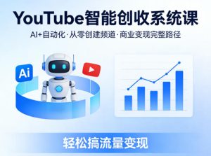YouTube智能创收系统课，AI+自动化，从零创建YouTube频道并实现商业变现的完整路径，轻松搞流量变现-八爪鱼资源库