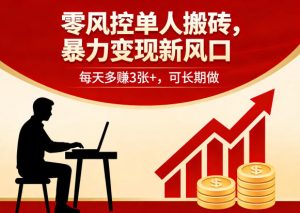 零风控单人搬砖，暴力变现新风口，每天多賺3张+，可长期做【揭秘】-八爪鱼资源库