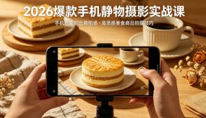 2026爆款手机静物摄影实战课,手机也能拍出商拍感,学会拍出高质感美食商品-八爪鱼资源库