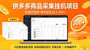 拼多多商品信息全自动采集项目,批量可矩阵,单机轻松日入300+,无需云机一台电脑开干【揭秘】-八爪鱼资源库