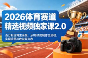 2026体育赛道精选视频独家课2.0,百万粉丝博主亲授:从0到1的制作全流程,实现流量与收益双丰收-八爪鱼资源库