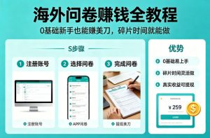 海外问卷賺钱全教程,0基础新手也能賺美刀,碎片时间就能做-八爪鱼资源库