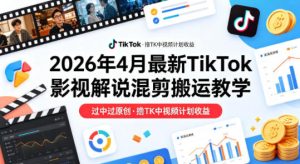 26年4月最新TikTok影视解说混剪搬运教学,过中过原创,撸TK中视频计划收益-八爪鱼资源库