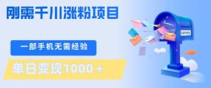 刚需千川涨粉项目，一部手机无需技术，单日变现1k+，当天做当天见收益【揭秘】-八爪鱼资源库