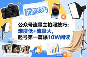 公众号流量主之拍照技巧赛道，难度低+流量大，起号第一篇就爆了10w阅读-八爪鱼资源库