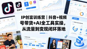 IP创富训练营｜抖音+视频号带货+AI全工具实操，从流量到变现闭环落地-八爪鱼资源库
