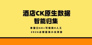 酒店CK原生数据智能归集，单窗口60+可矩阵0人工，2026必做蓝海小众项目【揭秘】-八爪鱼资源库