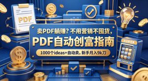 卖PDF躺賺？不用营销不囤货，PDF自动创富指南，1000个ideas+自动卖，新手月入9k刀【原创双语字幕】-八爪鱼资源库