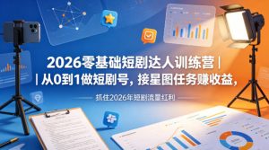 2026零基础短剧达人训练营｜从0到1做短剧号，接星图任务賺收益，抓住2026年短剧流量红利-八爪鱼资源库