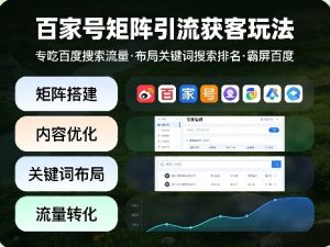 百家号矩阵引流获客玩法，专吃百度搜索流量，布局关键词搜索排名，霸屏百度-八爪鱼资源库