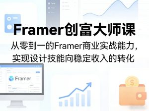Framer创富大师课，从零到一的Framer商业实战能力，实现设计技能向稳定收入的转化-八爪鱼资源库