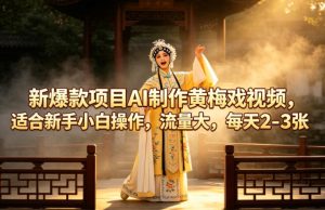 新爆款项目AI制作黄梅戏视频，适合新手小白操作，流量大，每天2-3张-八爪鱼资源库
