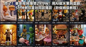 炸了！单条视频爆赞29.9W！用AI做水果狗血剧，5分钟教你复刻同款爆款（附保姆级教程）-八爪鱼资源库