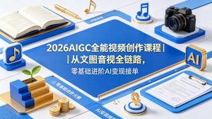 2026AIGC全能视频创作课程｜从文图音视全链路，零基础进阶AI变现接单-八爪鱼资源库