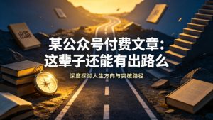 某公众号付费文章：这辈子还能有出路么-八爪鱼资源库