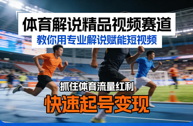 体育解说精品视频赛道,教你用专业解说赋能短视频,抓住体育流量红利,快速起号变现-八爪鱼资源库