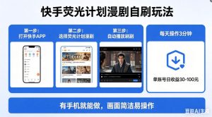 快手荧光计划漫剧自刷玩法，每天几十上百不是问题，有手机就能做【揭秘】-八爪鱼资源库