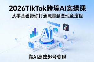 2026TikTok跨境AI实操课，从零基础带你打通流量到变现全流程，靠AI高效起号变现-八爪鱼资源库