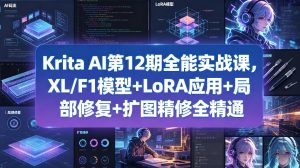 Krita AI第12期全能实战课，XL/F1模型+LoRA应用+局部修复+扩图精修全精通-八爪鱼资源库