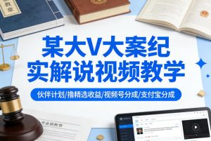 某大V大案纪实解说视频教学，可做伙伴计划、撸精选收益，视频号和支付宝分成计划均可-八爪鱼资源库