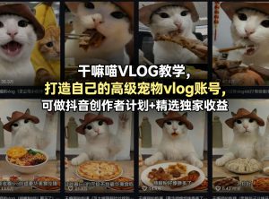 干嘛喵VLOG教学,打造自己的高级宠物vlog账号,可做抖音创作者计划+精选独家收益-八爪鱼资源库