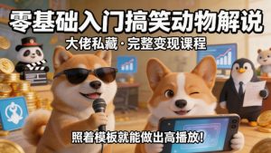 零基础入门搞笑动物解说，大佬私藏完整变现课程，照着模板就能做出高播放-八爪鱼资源库