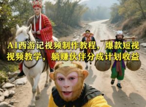 AI西游记视频制作教程，爆款短视频教学，躺賺伙伴分成计划收益-八爪鱼资源库