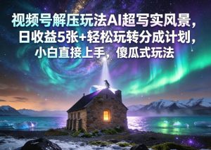 视频号解压玩法AI超写实风景，日收益5张+轻松玩转分成计划，小白直接上手，傻瓜式玩法-八爪鱼资源库