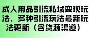 成人用品引流私域变现玩法，多种引流玩法最新玩法，操作简单（含货源渠道）-八爪鱼资源库