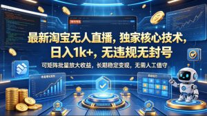 最新淘宝无人直播，独家核心技术，日入1k+，无违规无封号，可矩阵批量放大，长期稳定，无需人工值守【揭秘】-八爪鱼资源库