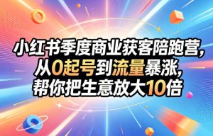 小红书季度商业获客陪跑营，从0起号到流量暴涨，帮你把生意放大10倍-八爪鱼资源库