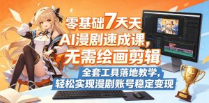 零基础7天AI漫剧速成课，无需绘画剪辑，全套工具落地教学，轻松实现漫剧账号稳定变现-八爪鱼资源库