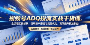 视频号ADQ投流实战干货课，全流程实操拆解，玩转账户搭建与流量优化，高效提升投放收益-八爪鱼资源库