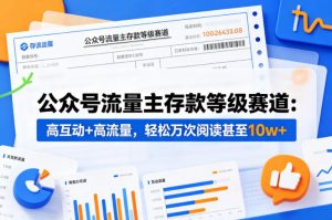 公众号流量主之存款等级赛道，高互动+高流量，轻松达到万次阅读，甚至10w+-八爪鱼资源库