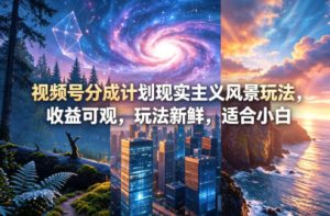 视频号分成计划现实主义风景玩法，收益可观，玩法新鲜，适合小白-八爪鱼资源库