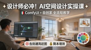 设计师必冲！AI空间设计实操课，ComfyUI+自创家全教学，告别通宵赶图，降本增效-八爪鱼资源库