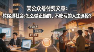 某公众号付费文章：教你混社会：怎么做正确的、不吃亏的人生选择？-八爪鱼资源库