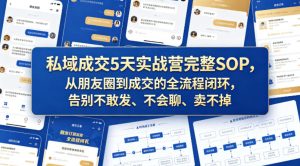 私域成交5天实战营完整SOP，从朋友圈到成交的全流程闭环，告别不敢发、不会聊、卖不掉-八爪鱼资源库