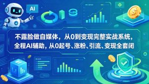 不露脸做自媒体，从0到变现完整实战系统，全程AI辅助，从0起号、涨粉、引流、变现全套闭环-八爪鱼资源库
